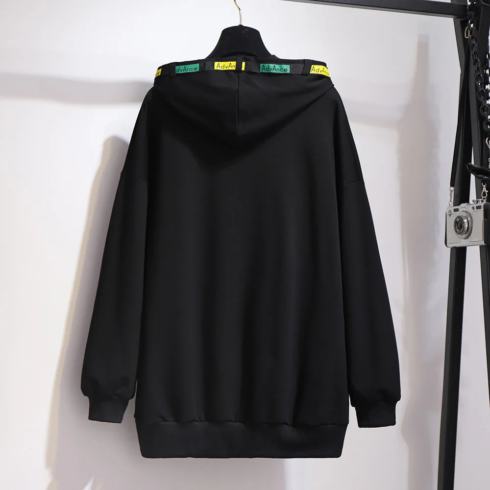 2XL ~ 6XL женский 2 шт с капюшоном комплект из свитера брюками осень зима длинный