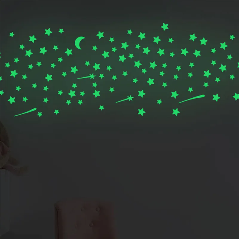 Светится в темноте наклейка светящаяся Звезда Луна DIY фосфоресцирующая