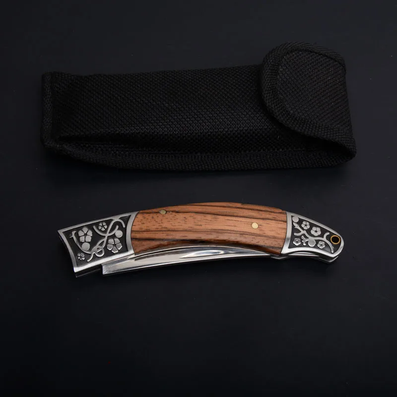 

8.3'' Knives Folding Tactical knife quick folding knife 440C wood handle pocket folding knife camping hunting survival EDC tool