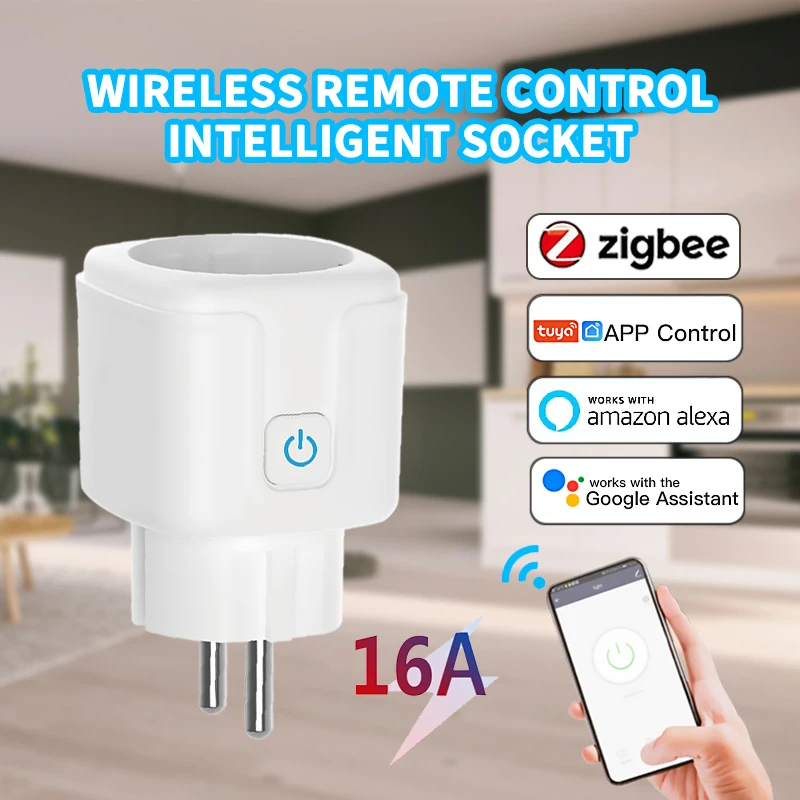 

Aubess 16A EU Smart Socket Zigbee 3.0 Smart Plug Tuya Smart Life APP Voice Remote Control Work With Google Home Alexa Assistant