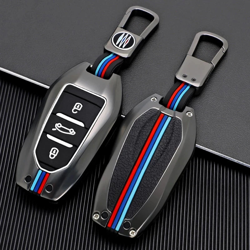 

Zinc Alloy Car Key Case Full Cover For Peugeot 308 408 508 2008 3008 4008 5008 Citroen C4 C4L C6 C3-XR Smart Shell Accessories