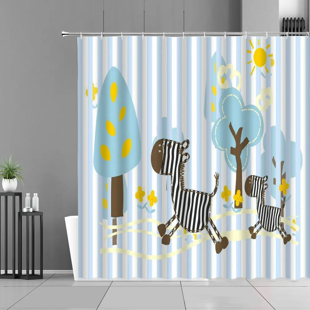 

Funny Animal Shower Curtains Personality Zebra Bathroom Curtain Home Bathtub Decoration Waterproof Polyester Fabric With Hooks