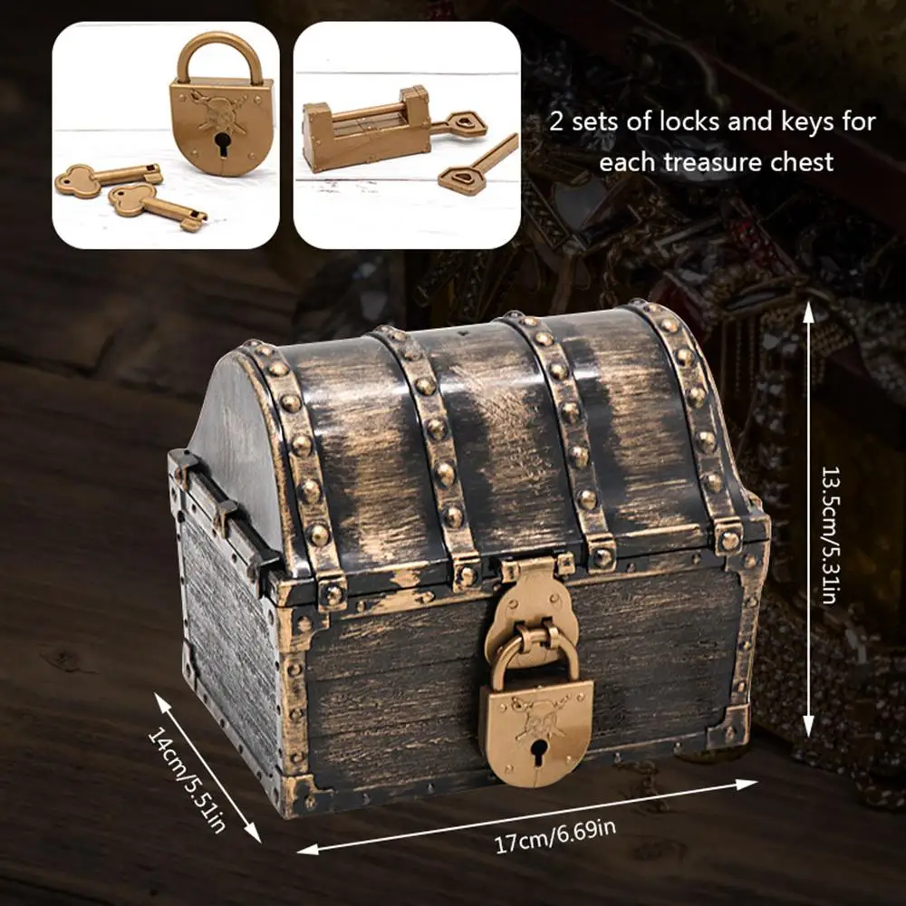 Деревянная шкатулка для украшений в стиле ретро сундук с сокровищами | Дом и сад
