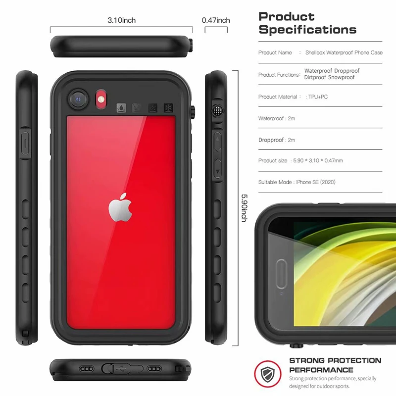 Чехол Funda для iPhone SE 2020 11 Pro Max противоударный водонепроницаемый чехол IP68 ДЛЯ XR X XS MAX