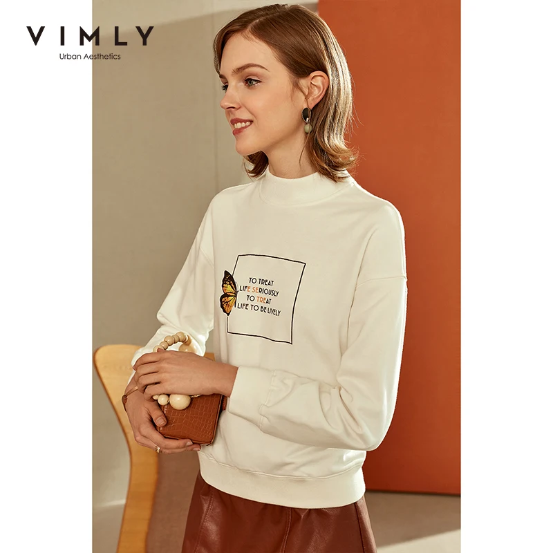 Женская толстовка Vimly модная свободная с буквенным принтом и круглым вырезом