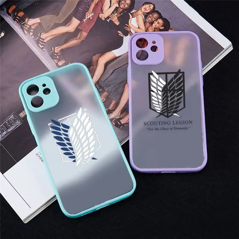 new arrival attack on titan anime phone case matte transparent for iphone 7 8 x xs xr 11 12 13 pro plus max mini clear funda free global shipping