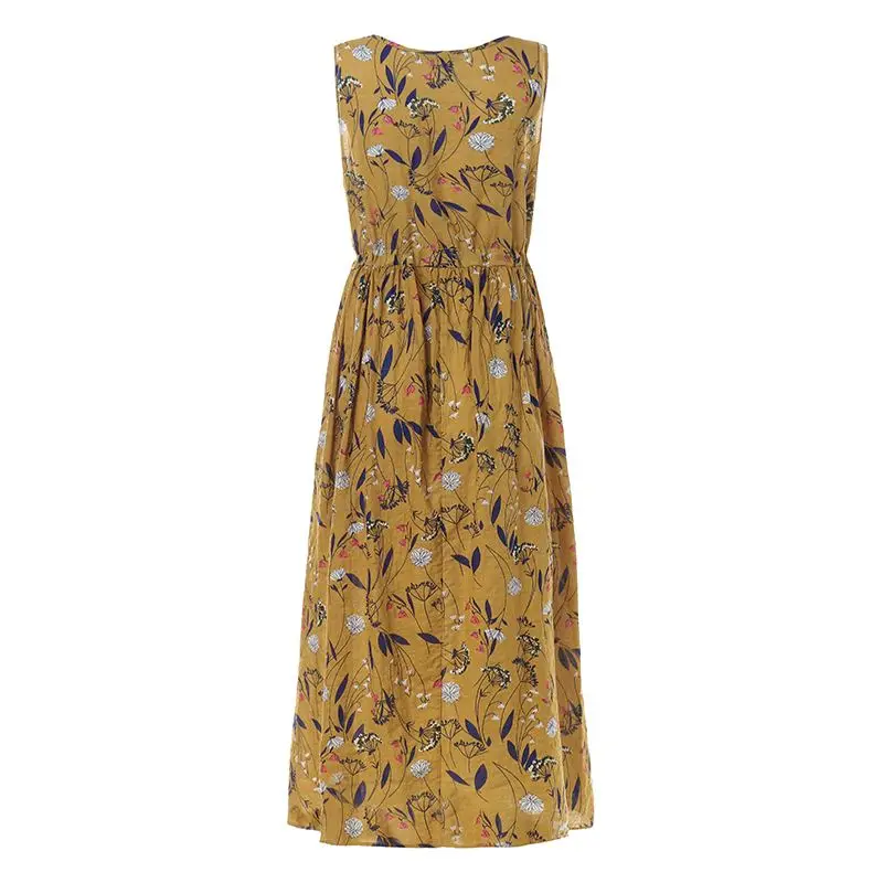 ZANZEA, летнее платье, женские длинные платья, Vestidos, без рукавов, в винтажном стиле, цветочный принт, длинный халат, Femme, женский сарафан размера плюс
