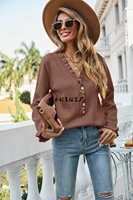 women sweaters 2021 autumn and winter new womens pullover button solid color long sleeve sweater women streetwear donsignet