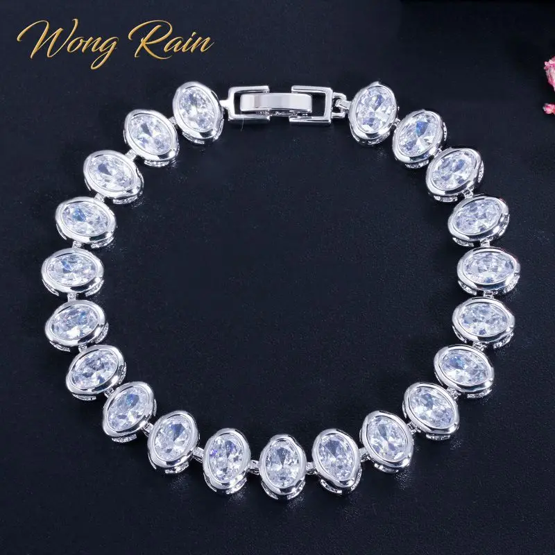 

Wong Rain 925 Sterling Silver Created Moisaanite Sapphire Amethyst Gemstone Bangle Charm Wedding Bracelet Fine Jewelry Wholesale