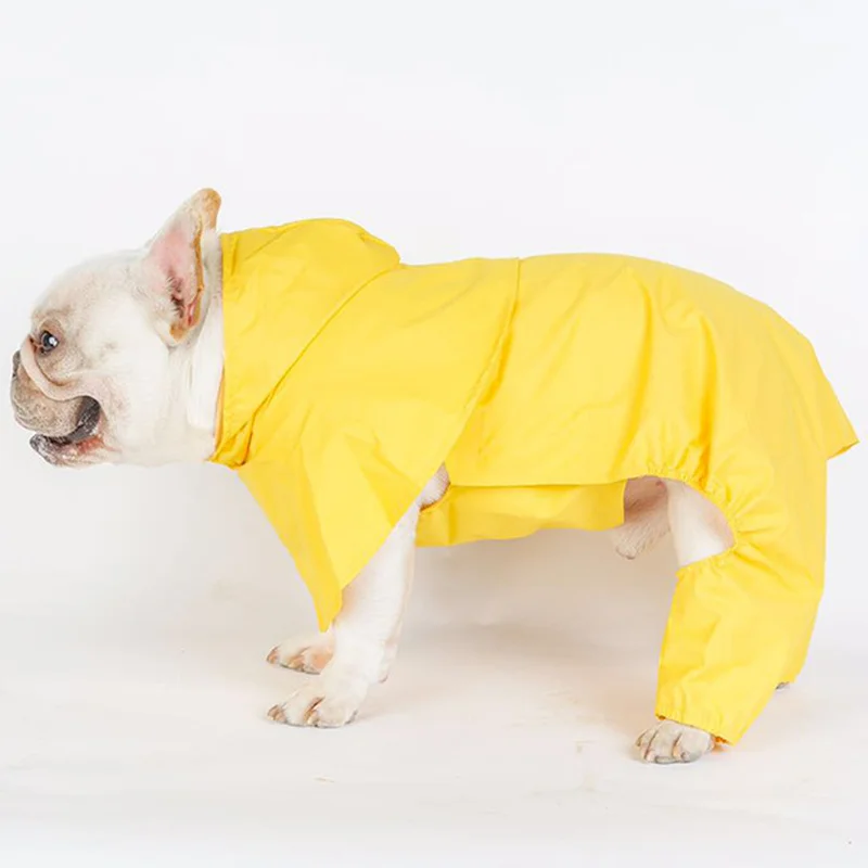 

New Fashion Dog Waterproof Raincoat Four-legged Hooded Dog Rain Coat French Bulldog Raining Coat Jumpsuit for Dogs