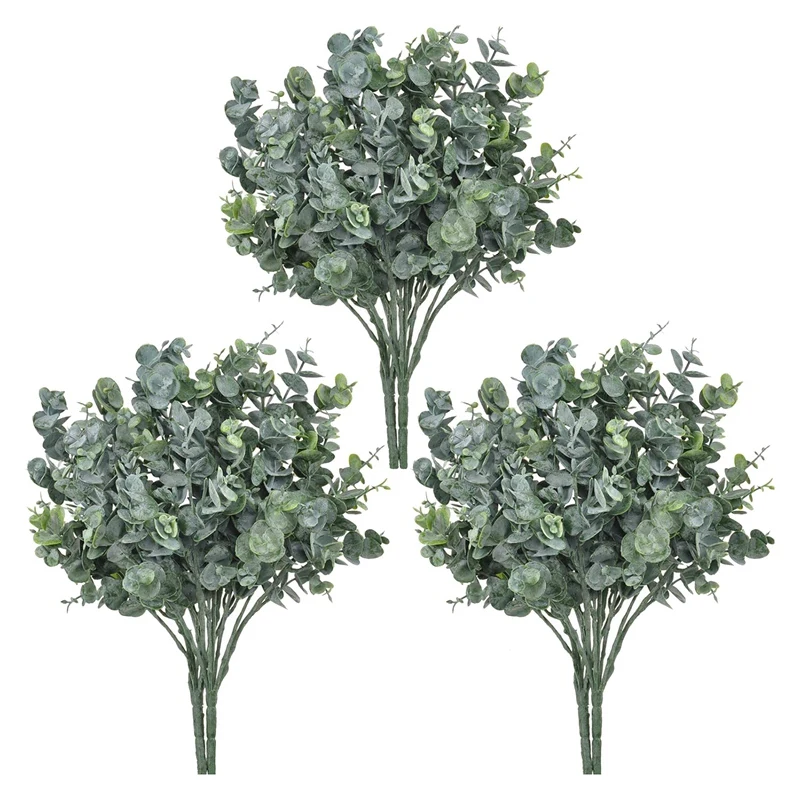 

6 шт. искусственная зелень, искусственные растения эвкалипта, искусственные стебли эвкалипта для украшения дома и джунглей