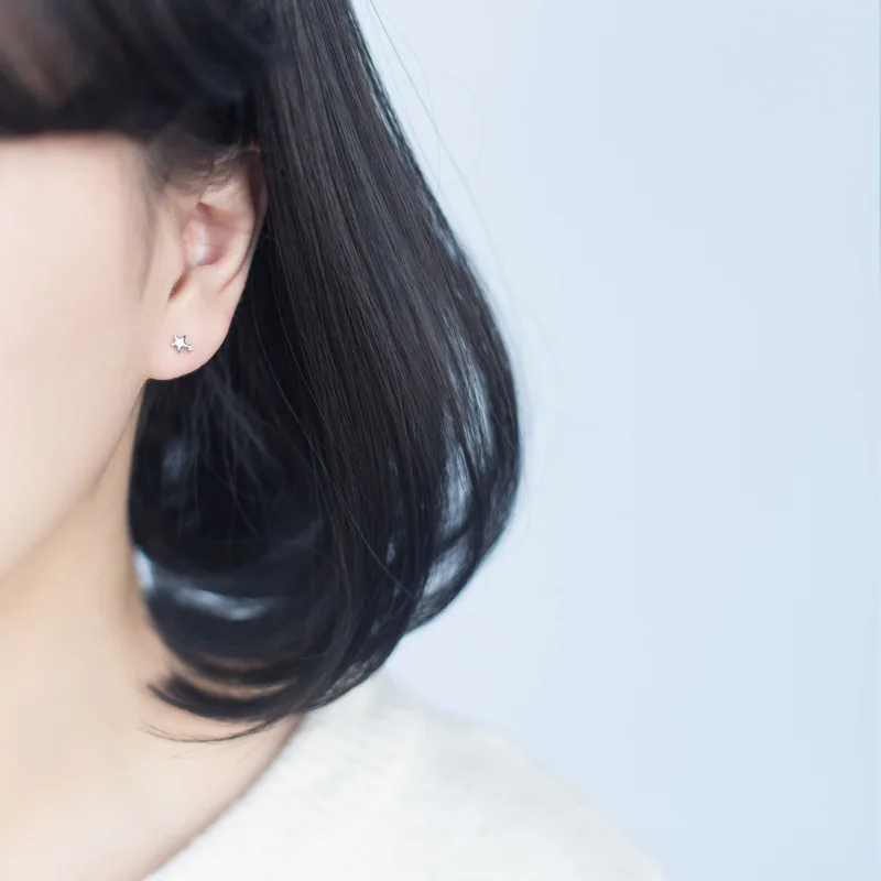 Серебряные серьги гвоздики с Луной и звездами серебро 100% пробы|Серьги-гвоздики| |