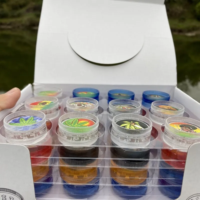 

48Pcs/Lot Mini Dia:30MM 2 Layers Plastic Herb Grinder Tobacco Spice Pepper Mill Hand Crusher Smoking Gaget