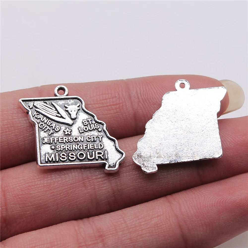 

Подвески с картой штата Миссури 4 шт., шармы «сделай сам» для изготовления ювелирных изделий, Фурнитура для бижутерии под античное серебро, ...