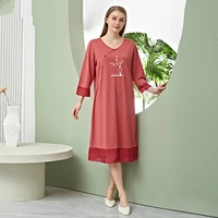 spring and summer 2021 new quarter sleeve bamboo fiber nightdress womens simple home dress women nightgown
