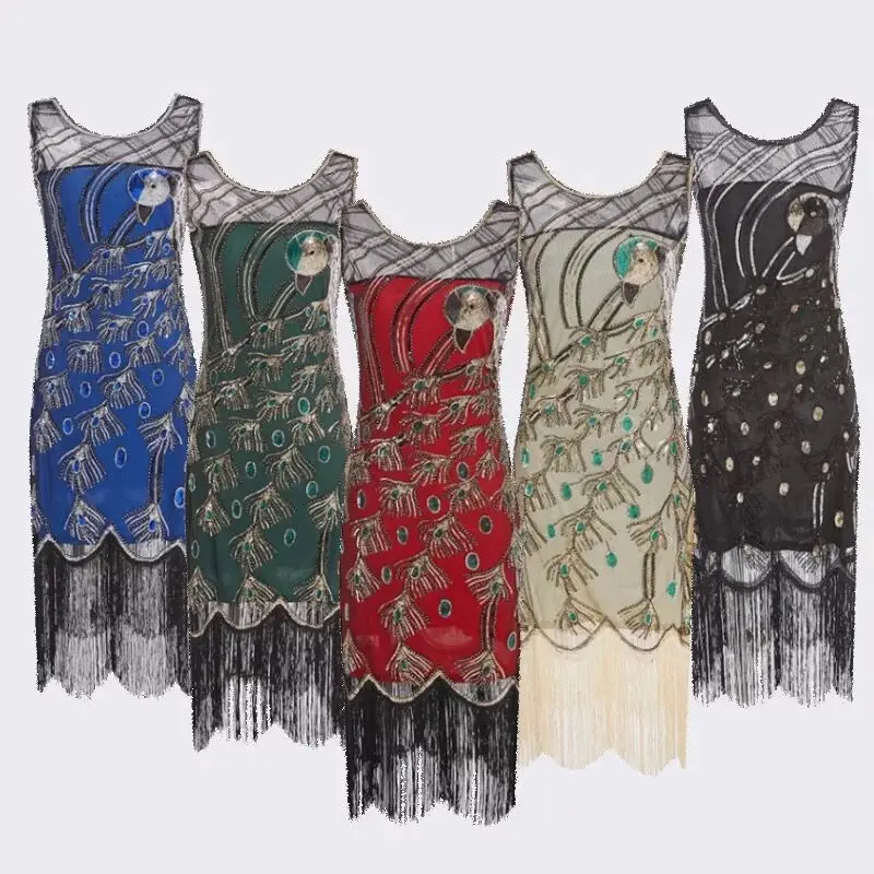 Heißer Verkauf 1920s Stil Inspiriert Charleston Pailletten Schicht Quaste Cocktail Flapper Kleid Vintage Great Gatsby Party Kleid Latin Dance