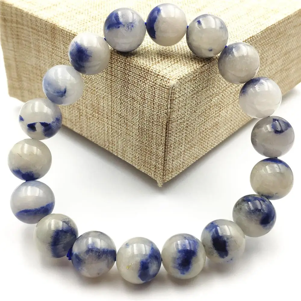 12 мм натуральный синий кварцовый рутилированный кристаллический Круглый бисер