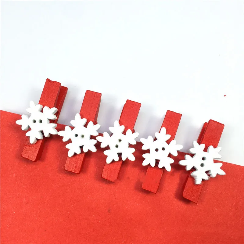 10 шт./лот деревянные зажимы для фотобумаги с рождественскими снежинками прищепки