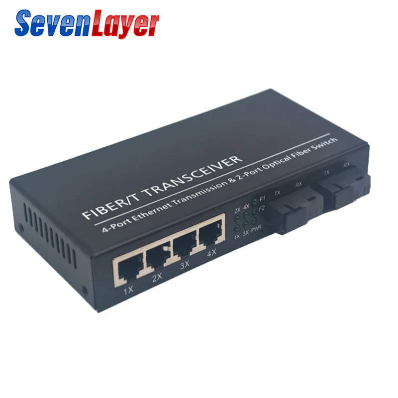 10/100/1000 м волоконный коммутатор 4 RJ45 UTP 2 SC волоконно гигабитный оптический