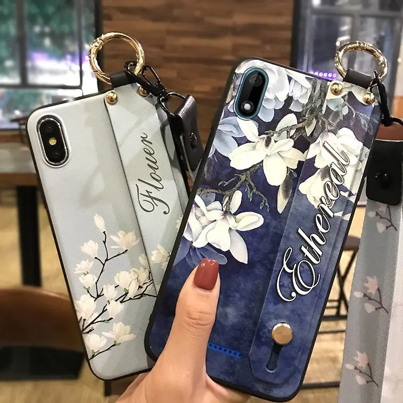 Ремешок чехол для телефона WIKO Y60 Flower Series Delicate Painted TPU силиконовый противоударный