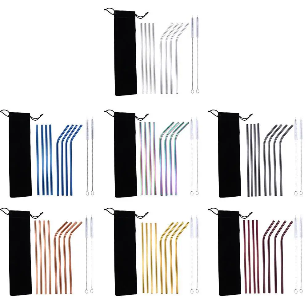 11 шт. набор стальных трубок для коктейлей и напитков | Дом сад