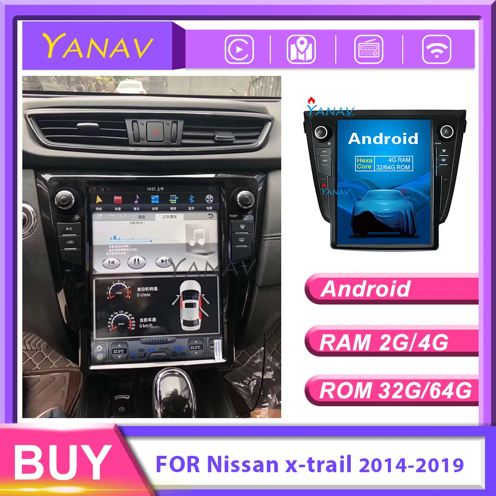 

Вертикальный экран 12,1 дюйма Tesla для Nissan x-trail 2014-2019, автомобильная стерео-навигация, мультимедийная система, плеер