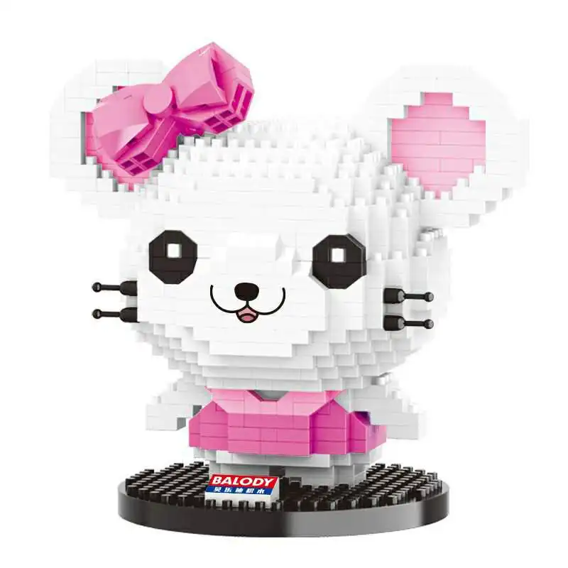 

Creator Series Wit Wisdom Rat Cute Cartoon Animals Mouse Building Block Diamond Bricks Couple Gifts Girl Toys for Christmas
