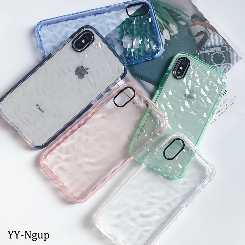 Прозрачный чехол для iPhone 7 XR Алмазный противоударный мягкий Fundas 5 5S X XS Max 6 6S 8 Plus