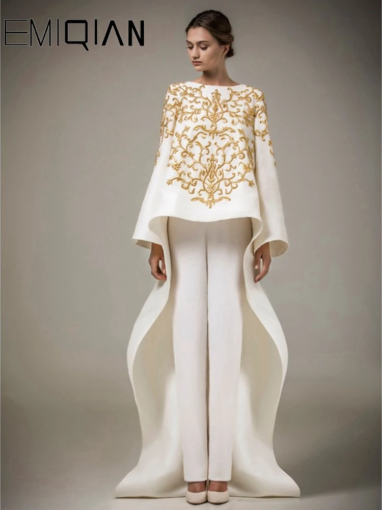 Вечернее платье Ashi Studio с длинным рукавом О образным вырезом вышивкой для