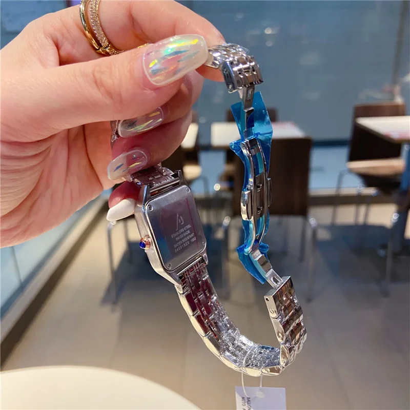 

Luxury Brand C Woman Quartz Watches Silver Gold Square Stainless Steel Quartz Watches Luxury Gift Wrist Clock 27mm Small Size