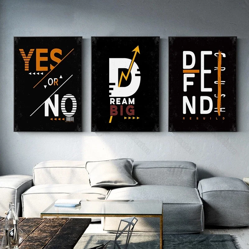 Настенные постеры на холсте в европейском стиле черные фоны с желтыми и белыми