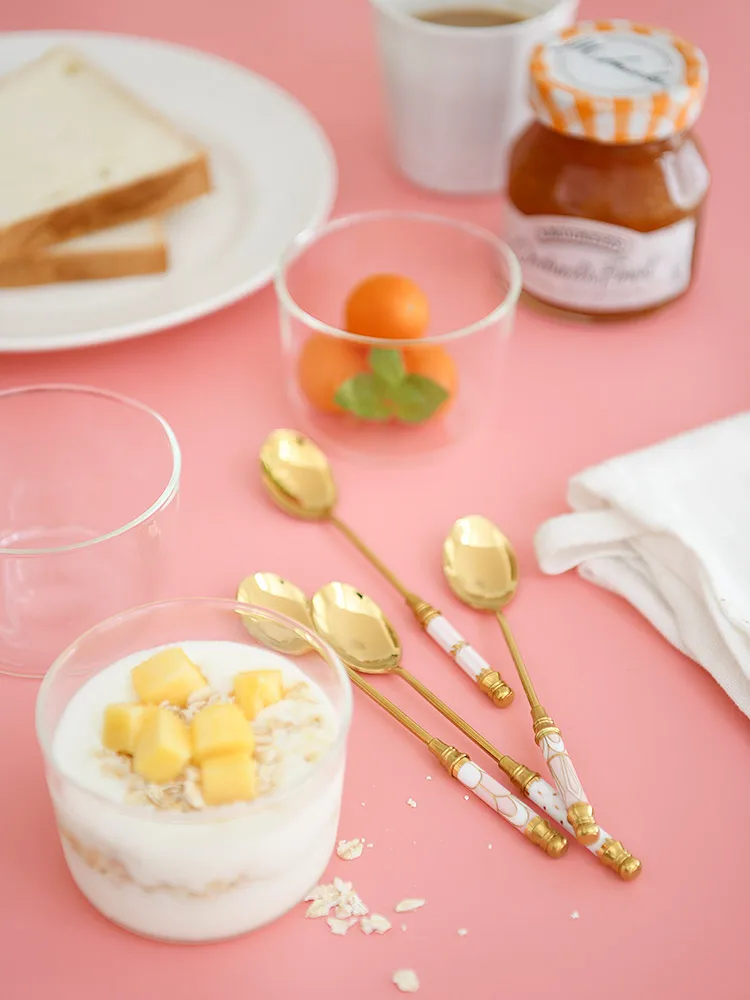 Европейская маленькая ложка из нержавеющей стали 304 золотистая бытовая розовая с