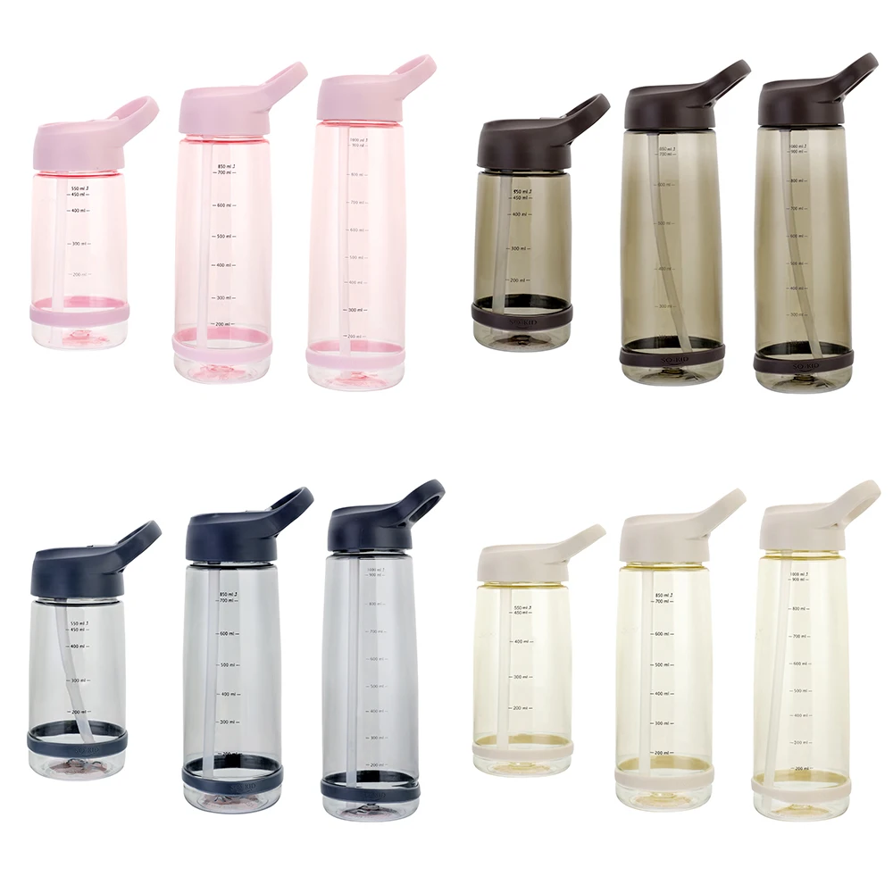 

1000/850/550ml Straw Cup Large-capacity Water Bottle with Scale Plastic Leakproof Handy Drinks Mugs Pink/Blue