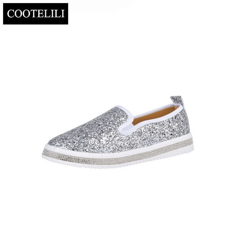 

LIBIELIy Women Shoes For Woman Flats Slip On Flat Heel Round Toe Fashion Shoes Sequin Decoration Women Gold And Silver 36-43
