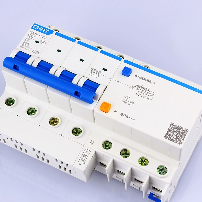 CHINT AC230/400 V NXBLE-63 4P устройство остаточного тока C 40 50 63A Тип C автоматический выключатель от перегрузки защита от короткого замыкания