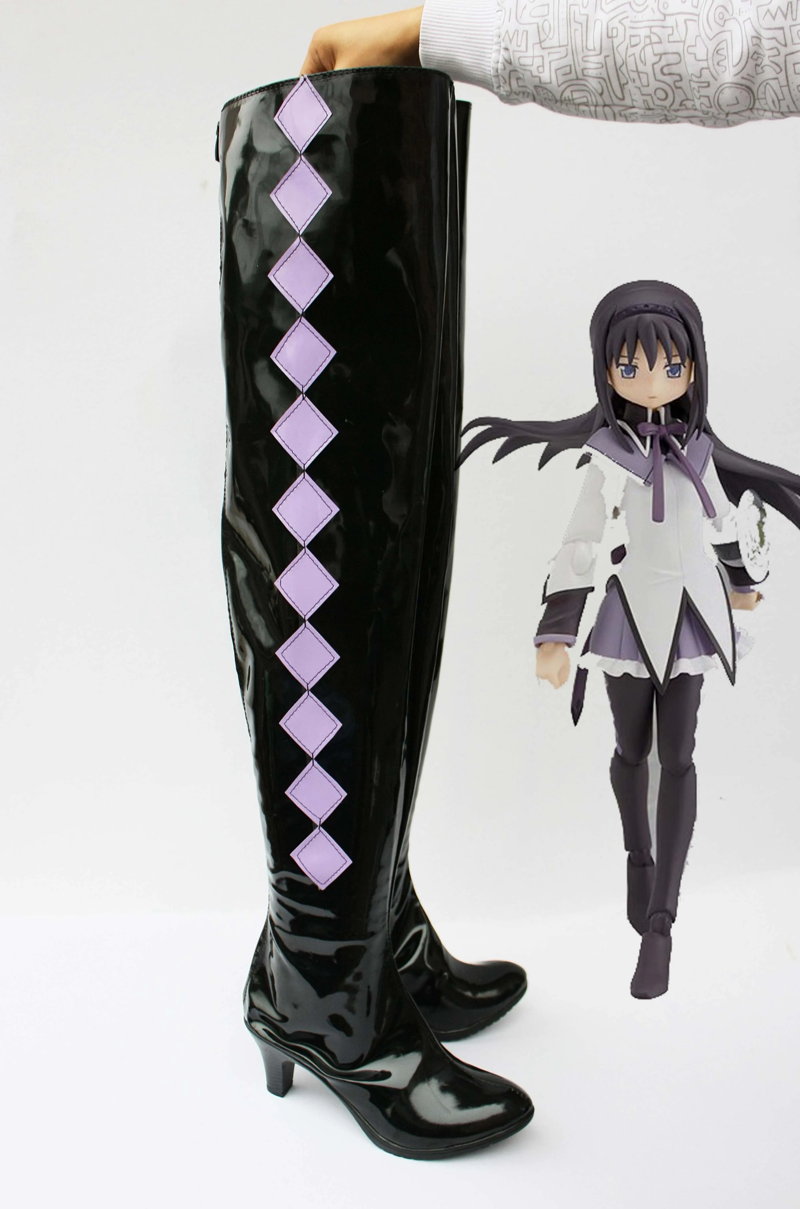 Ботинки для косплея Puella Magi Madoka Magica Akemi Homura аниме Косплей на высоком каблуке |
