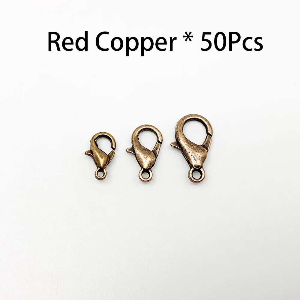 Red Copper 50 шт./лот, застежка-карабин из золотого и серебряного сплава для изготовления ювелирных изделий своими руками, фурнитура для ожерелья, браслета, цепи, аксессуары, принадлежности - Цвет: Red Copper