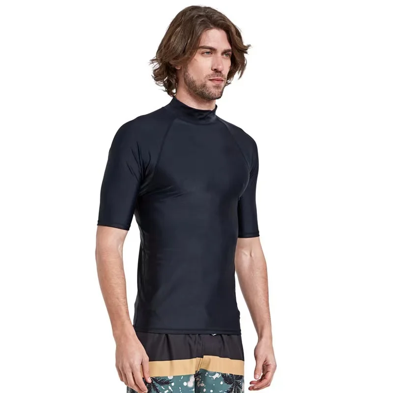 

Mens Short Sleeve Rashguard t Shirt Cool Dry Compression Workout Shirts for Men Sun Uv Protection Swimming Surfing Tee Black
