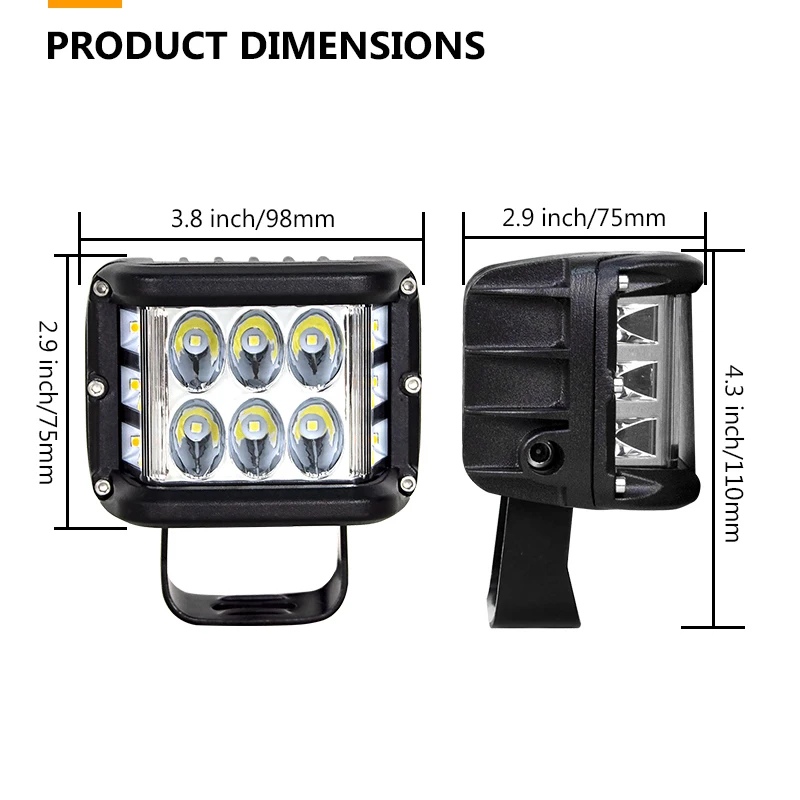 Kopen 2/10X 4in 3 Zijden Shooter 60W Led Verlichting Kubus Wit & Amber Strobe Flash Rijden Lamp Voor Suv Truck Auto Boot