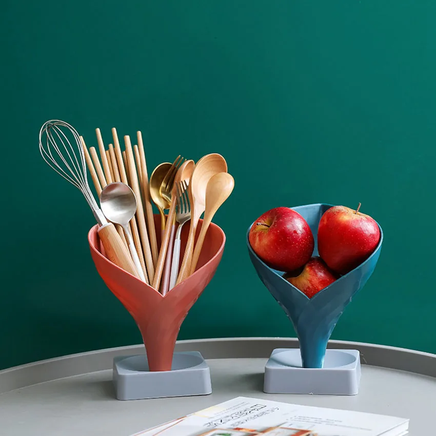 

Kitchen Drawer Organizer Plastic Funnel Cage Fruit And Vegetable Drain Rack Storage Rack Spoon Desk Organizer Storage Box