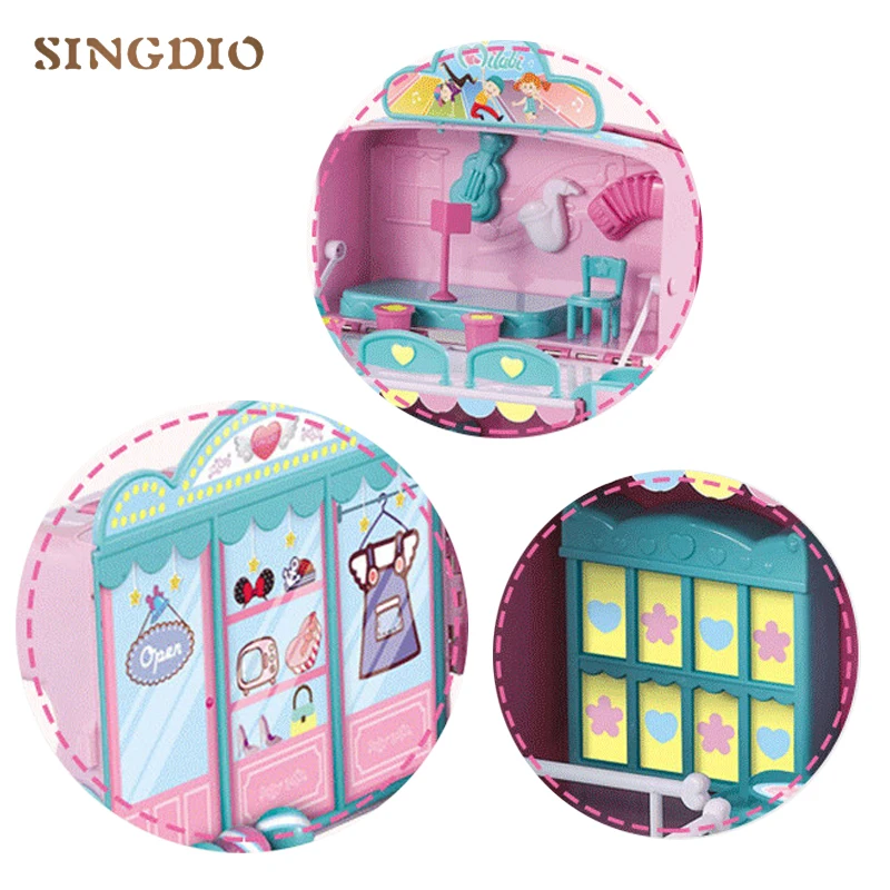 Детская игрушка Веселая семья маленький розовый пластиковый домик для девочек
