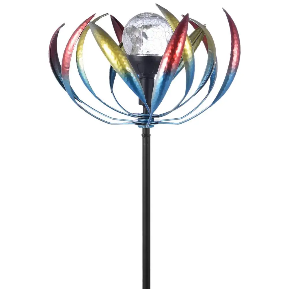 

Garden Solar Wind Spinner Windmill With Multi-color LED Light Up The Night Garden Courtyard Decoration Yard Lawn Art Decor