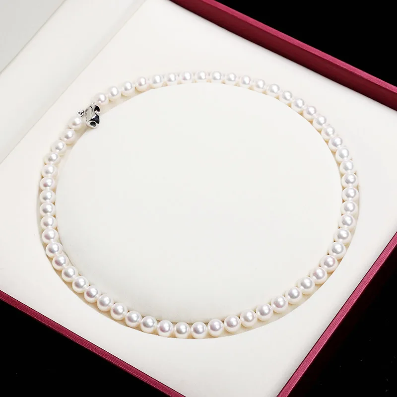 

Ожерелье из натурального пресноводного жемчуга, 7-10 мм, яркие безупречные круглые бусины, серебро 925 пробы, пряжка, женская бижутерия, подаро...