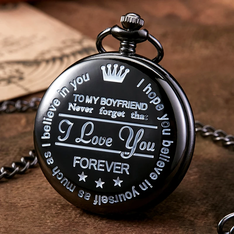 

Для моего друга, я люблю тебя, Черные Уникальные кварцевые карманные часы, ожерелье, цепочка, подвеска, антикварный мужской подарок на день С...