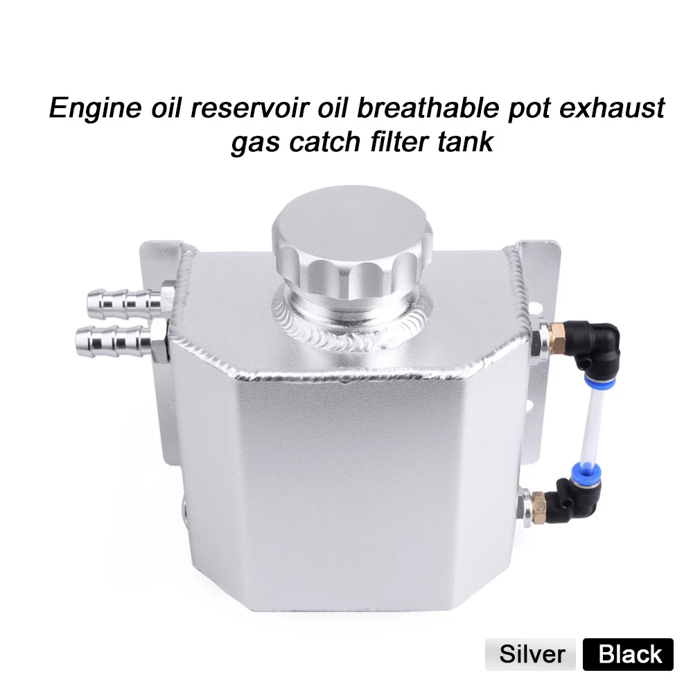 

Universal 1L Aluminum Oil Catch Can Reservoir Tank With Drain Plug Breather Oil Tank Fuel Tank RS-OCC037