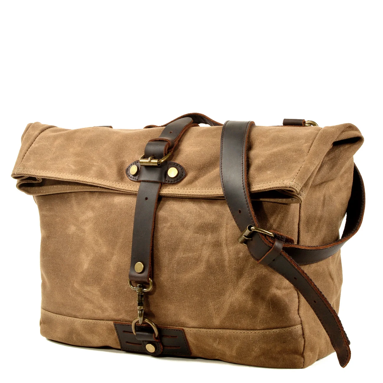 Retro waxed waterproof canvas messenger bag shoulder bag men's business casual briefcase motorcycle side bag