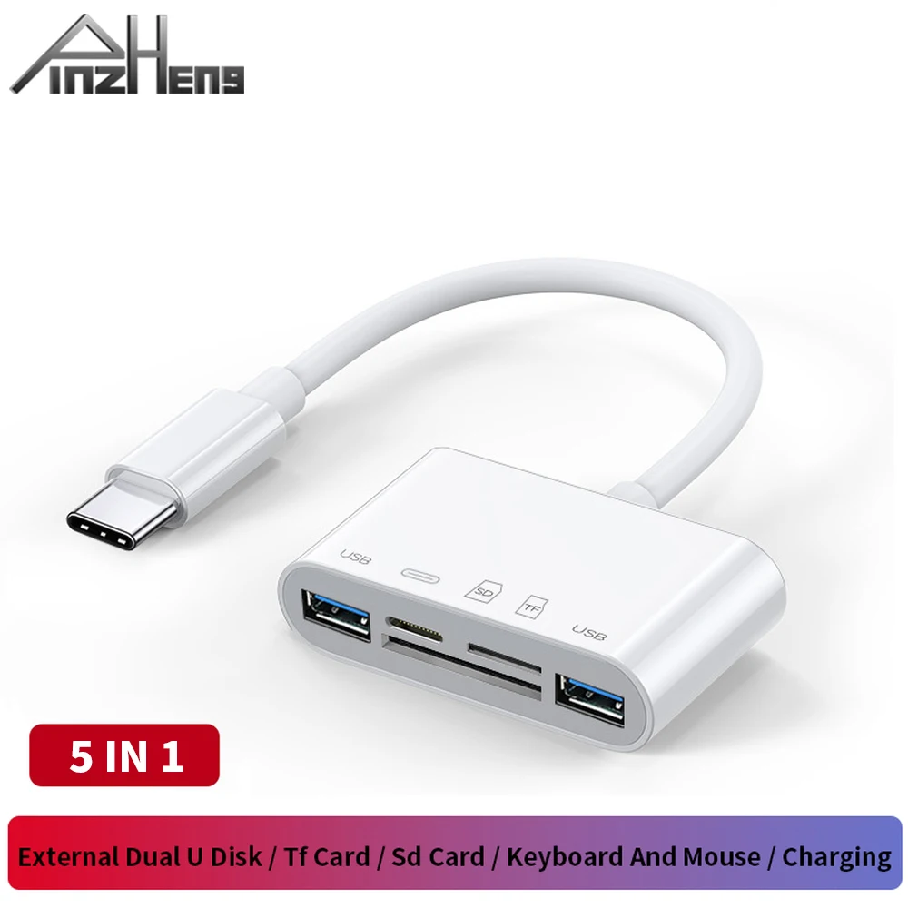 PINZHENG пять в одном USB 3 0 Тип C адаптер для TF карты памяти SD клавиатура Мышь зарядки
