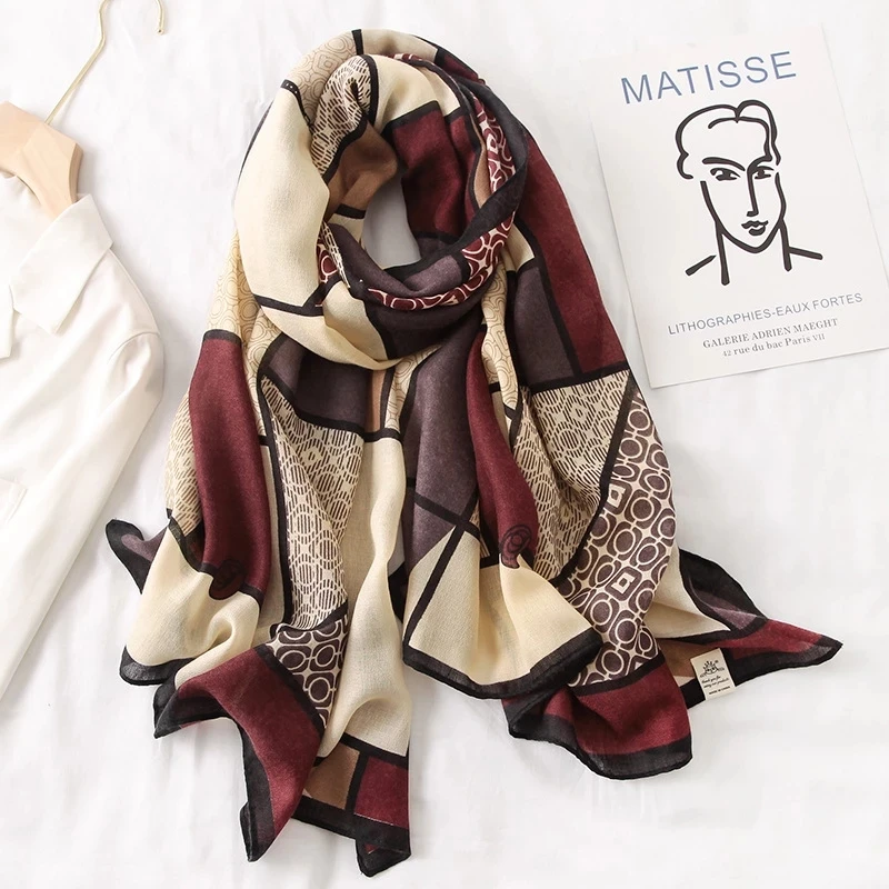 

Luxury New Women Cotton Scarf Large Shawls Pashmina Hijab Foulard Echarpe Brand Designer Print Lady Beach Stole Head Scarves