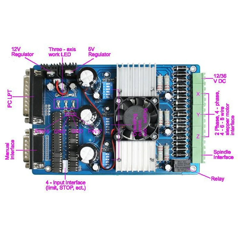 3 оси Tb6560 Драйвер шагового двигателя плата контроллера 3.5a ЧПУ двигатель