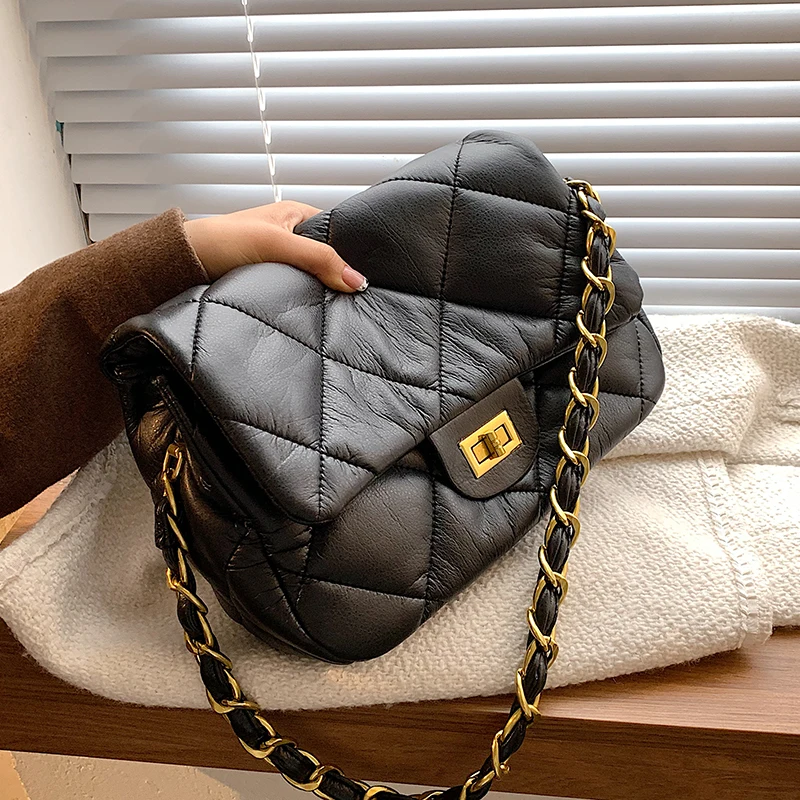 

Клетчатая квадратная сумка для подмышек, новинка зимы 2022, Высококачественная женская дизайнерская сумка из искусственной кожи, роскошная б...